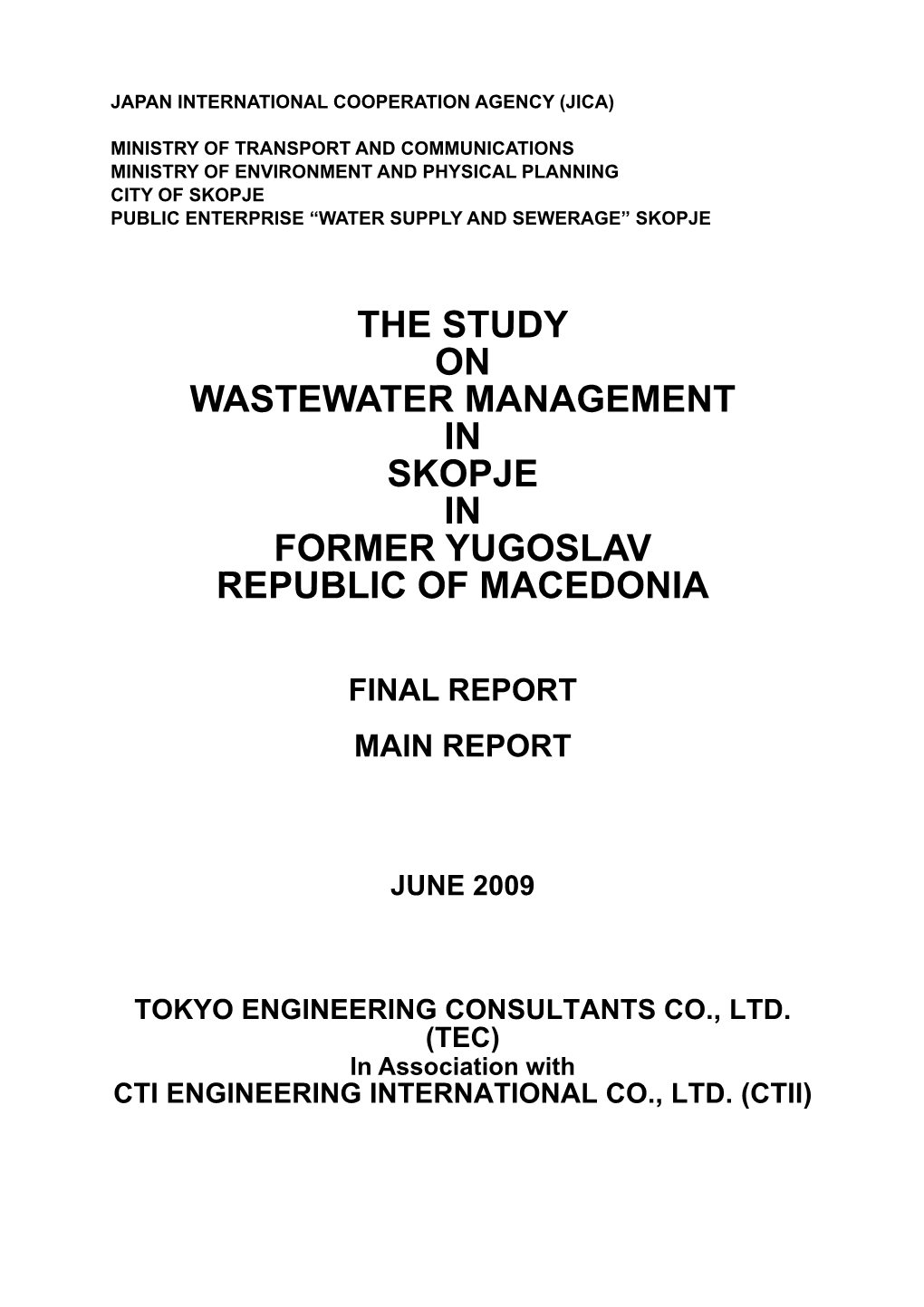 June 2009 Tokyo Engineering Consultants Co., Ltd. (Tec)