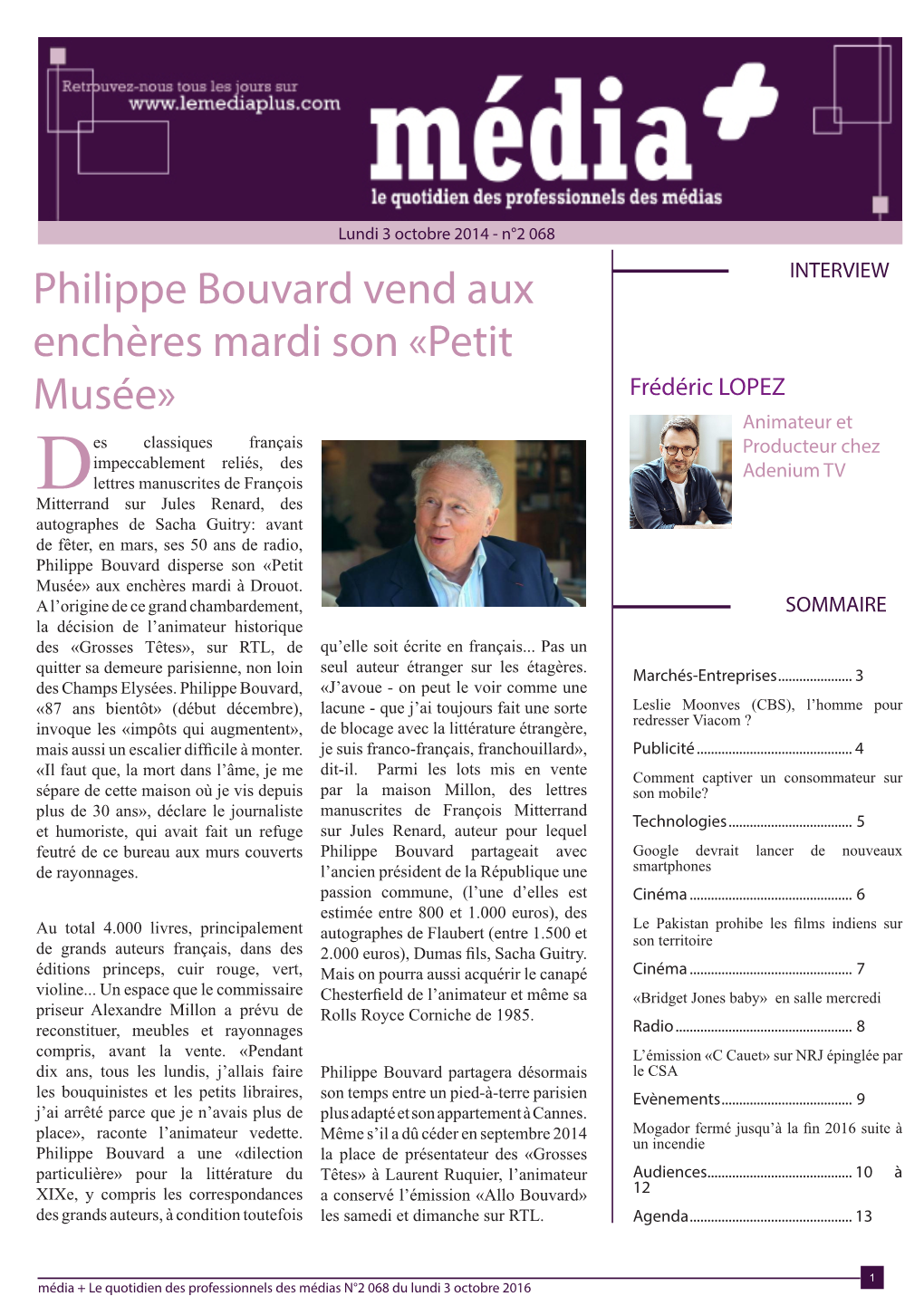 Philippe Bouvard Vend Aux Enchères Mardi