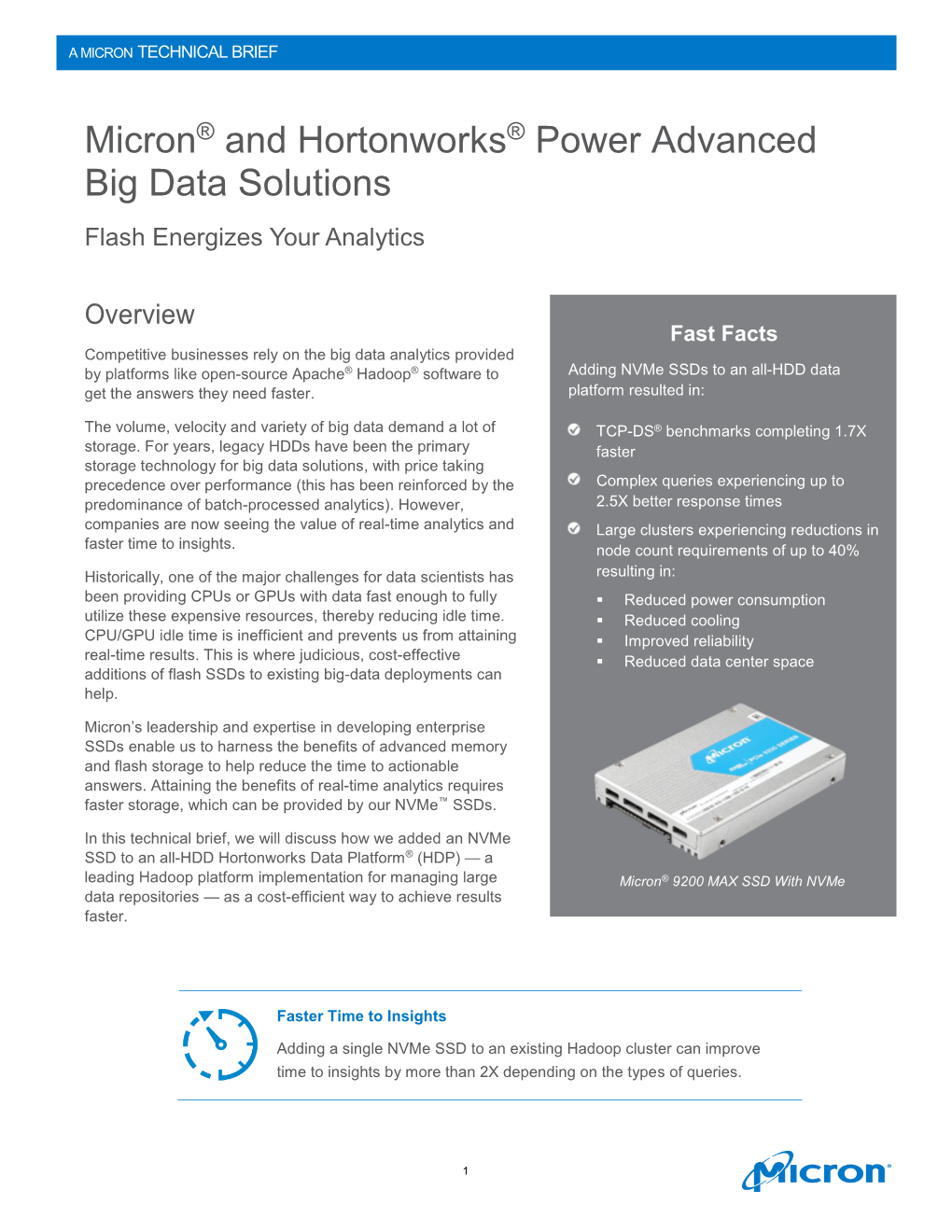 Micron® and Hortonworks® Power Advanced Big Data Solutions Flash Energizes Your Analytics