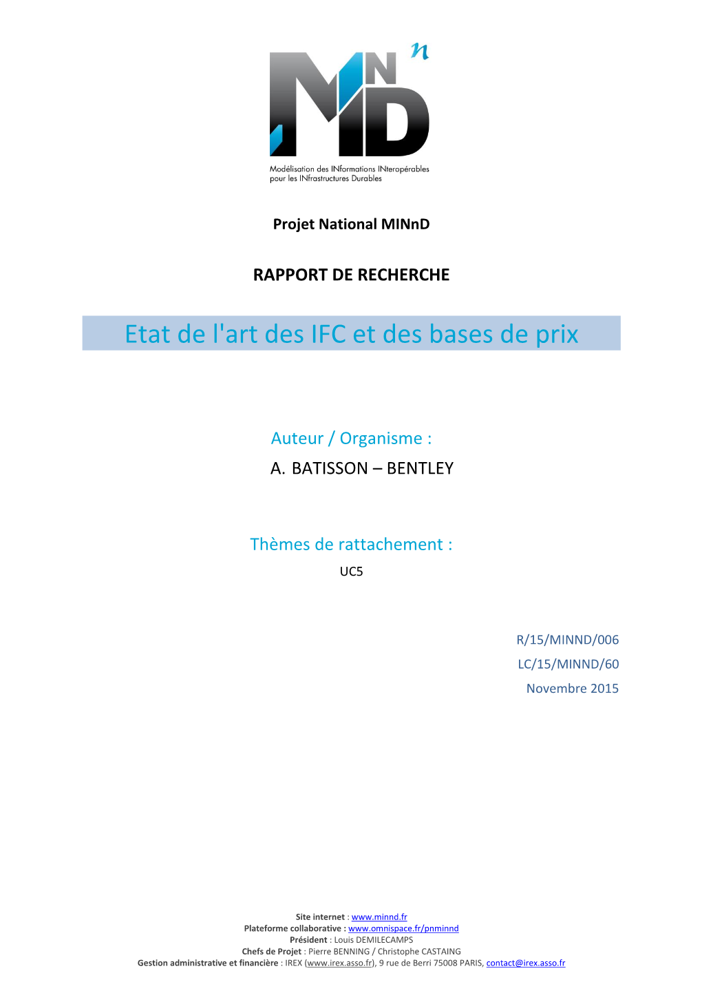 Etat De L'art Des IFC Et Des Bases De Prix