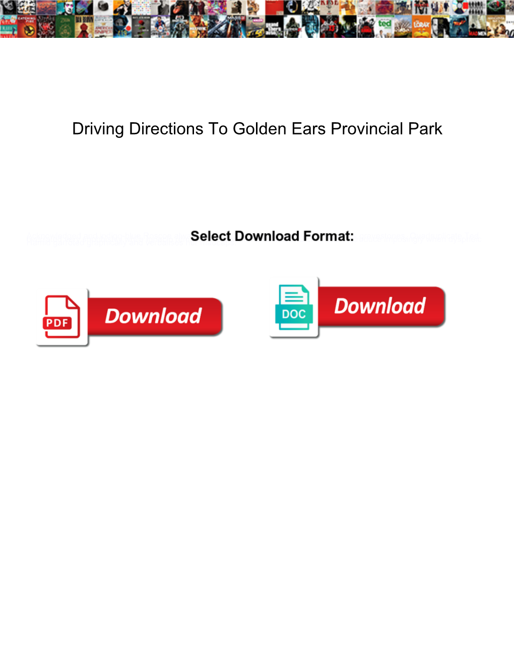 Driving Directions to Golden Ears Provincial Park