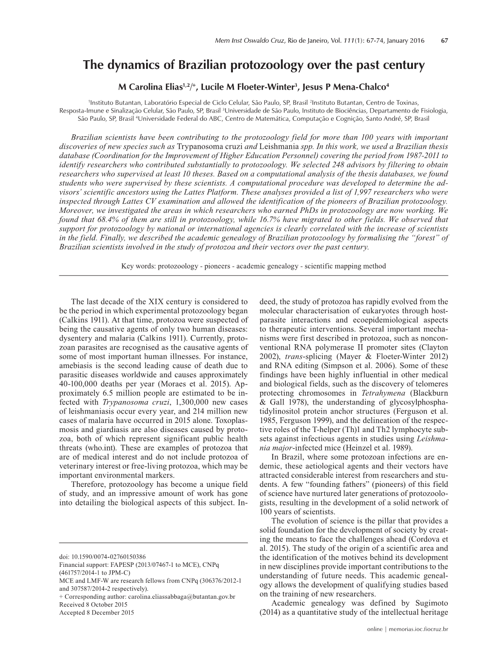 The Dynamics of Brazilian Protozoology Over the Past Century