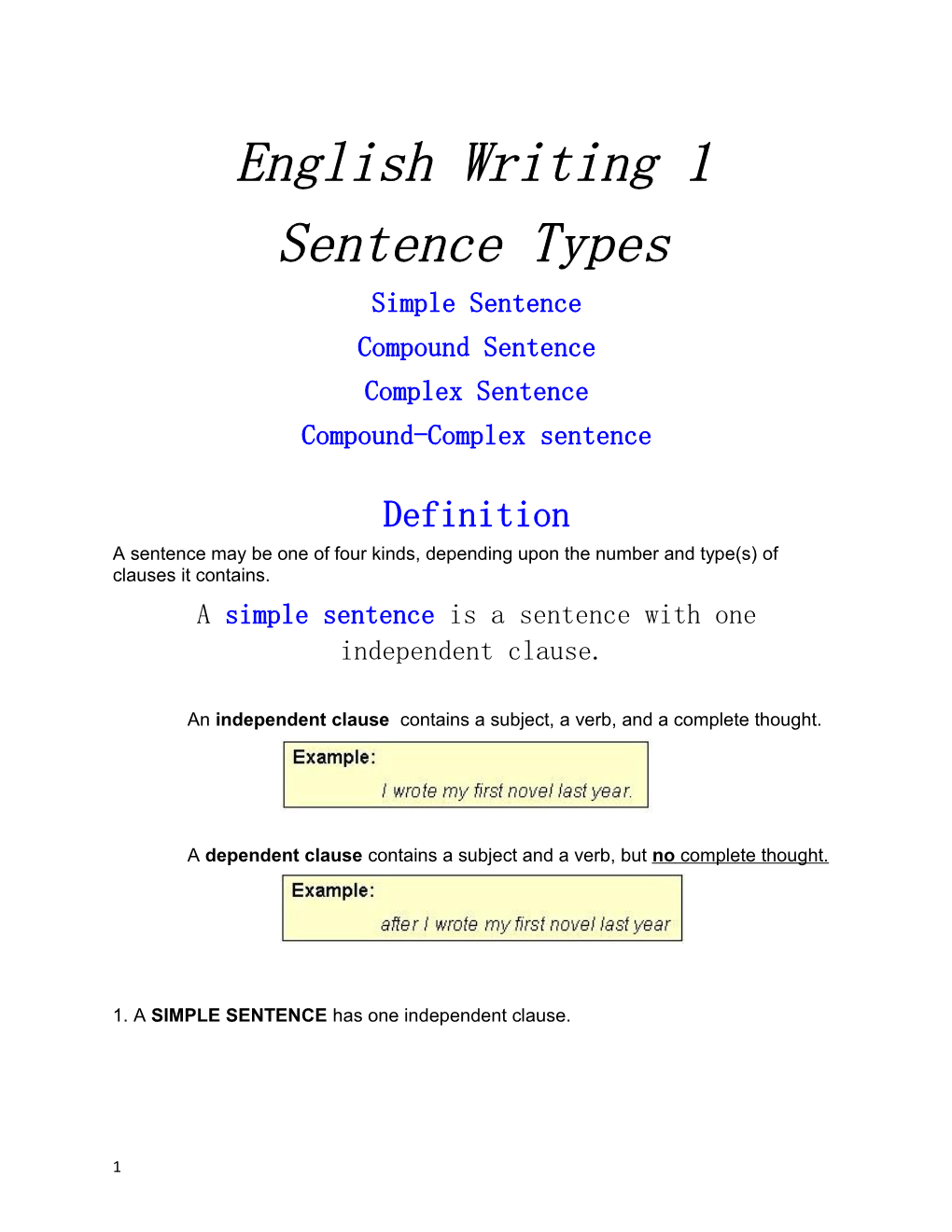 English Writing 1