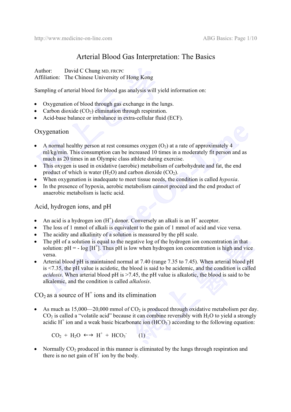 Arterial Blood Gas Interpretation: the Basics