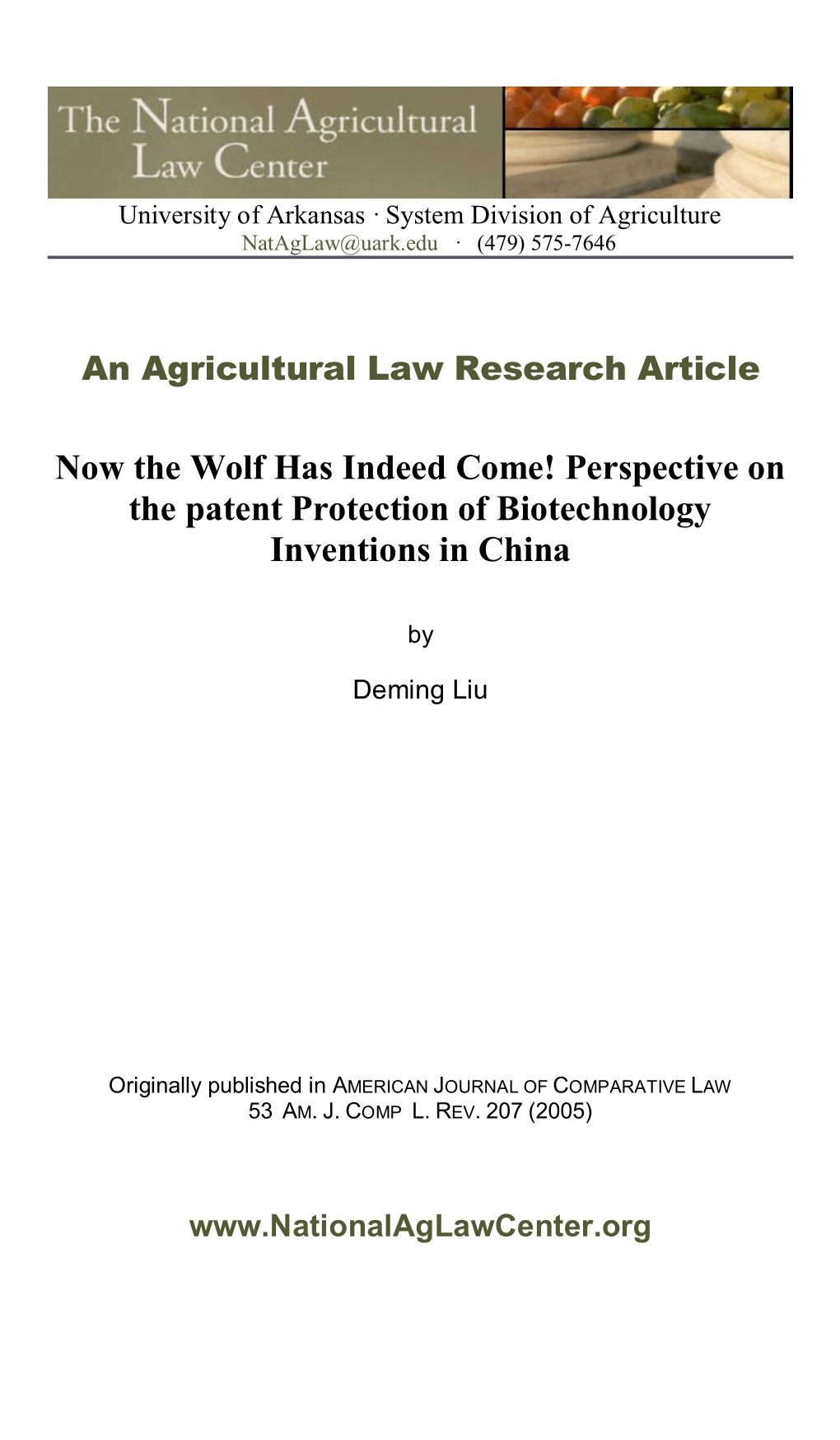 Perspective on the Patent Protection of Biotechnology Inventions in China