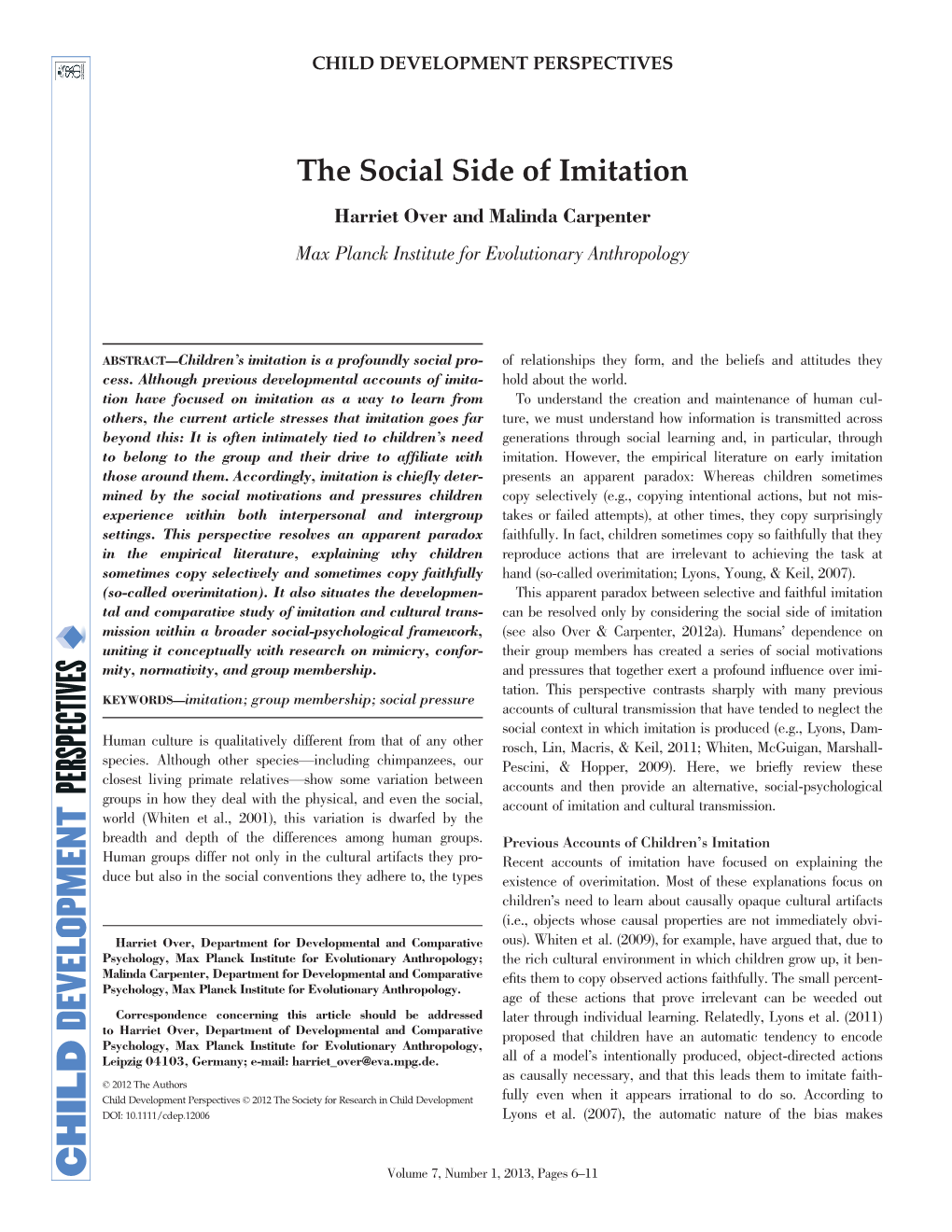 The Social Side of Imitation