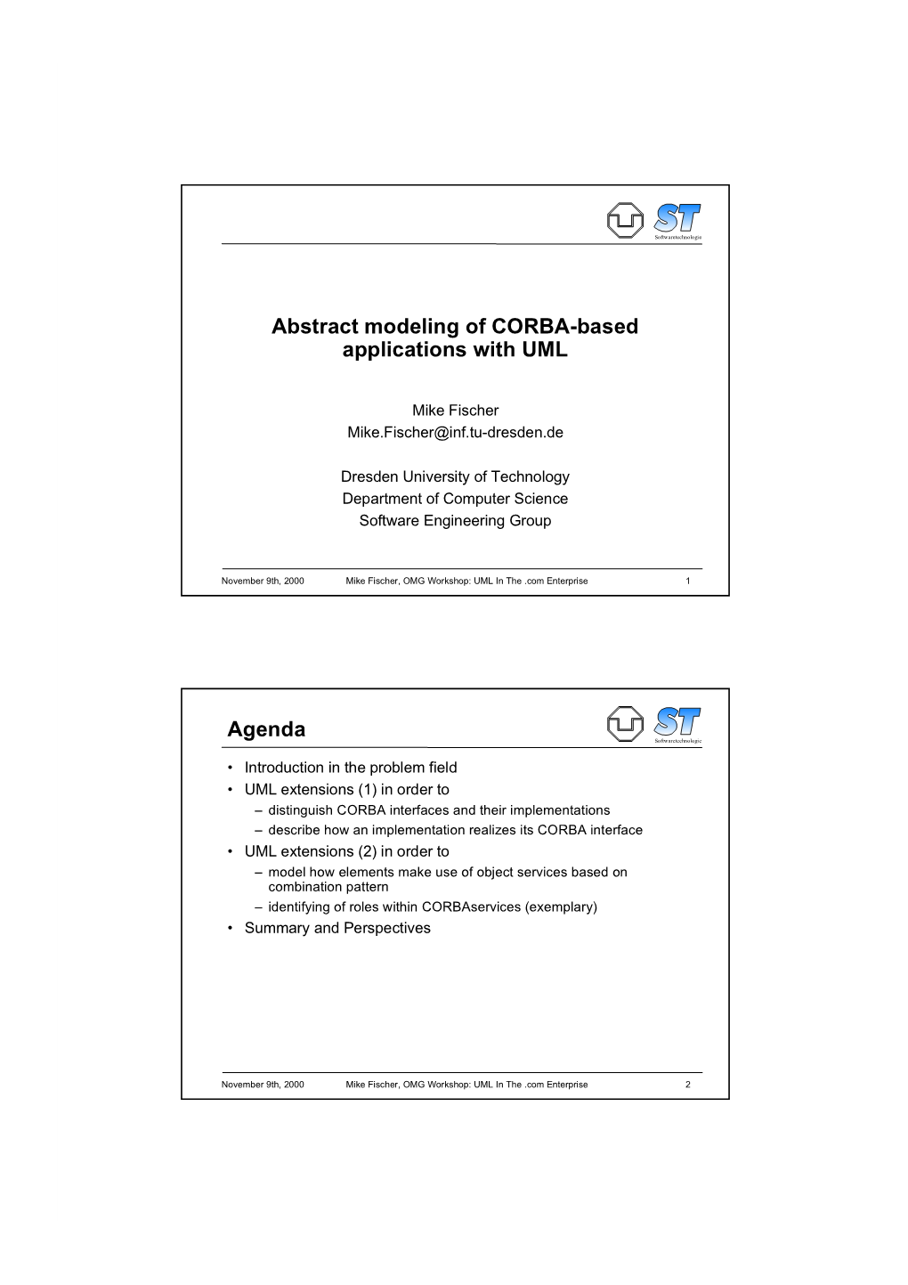 Abstract Modeling of CORBA-Based Applications with UML