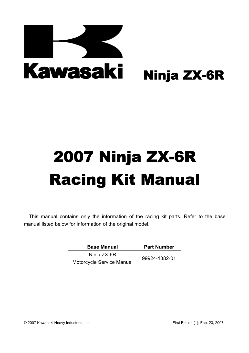 07 Zx6r Race Manual