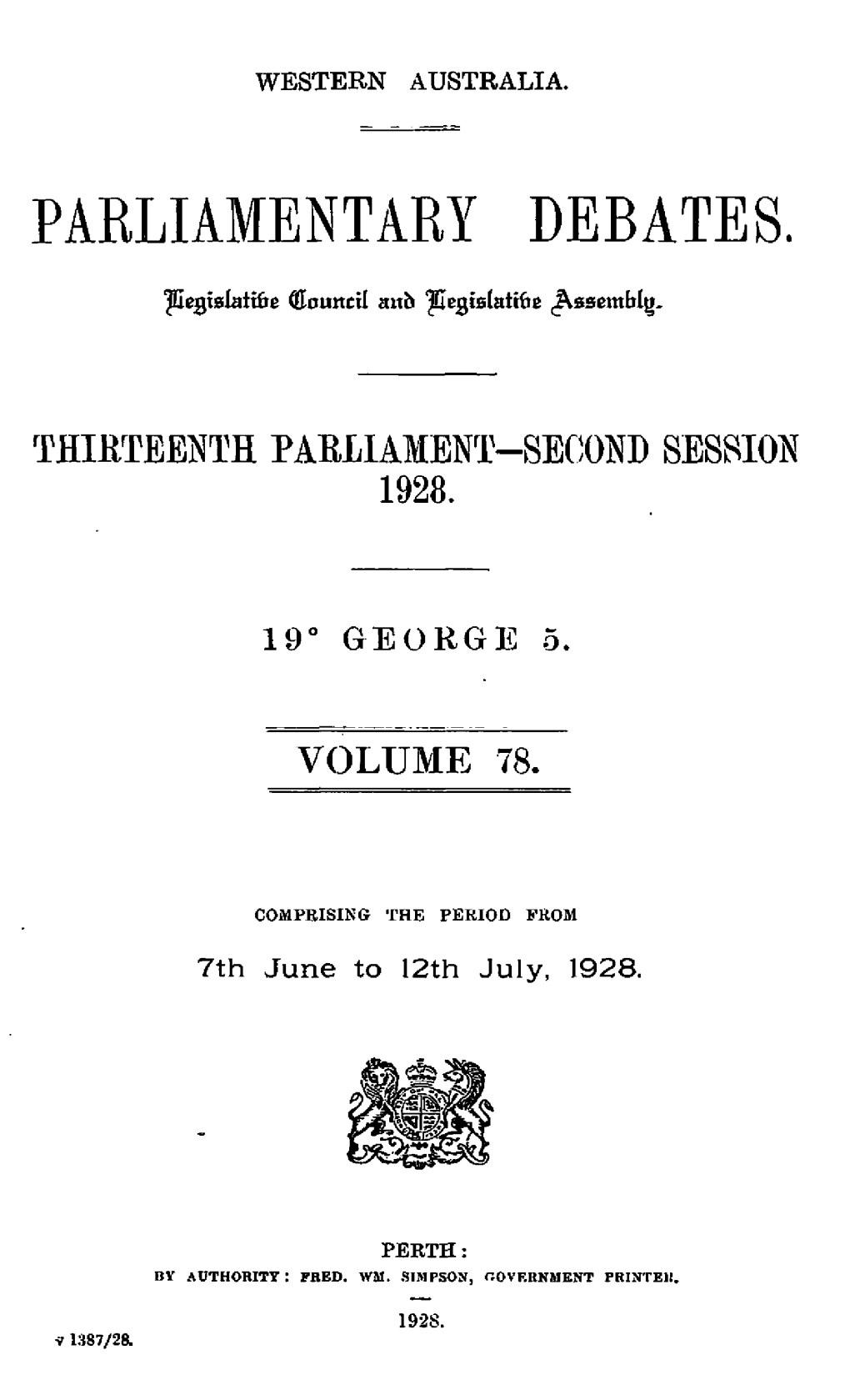 Hansard Index 1928