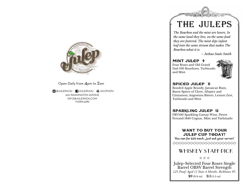 The Juleps the Bourbon and the Mint Are Lovers