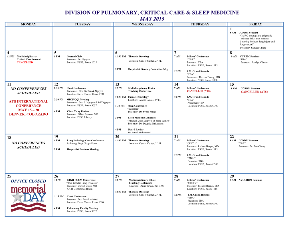 Division of Pulmonary, Critical Care & Sleep Medicine