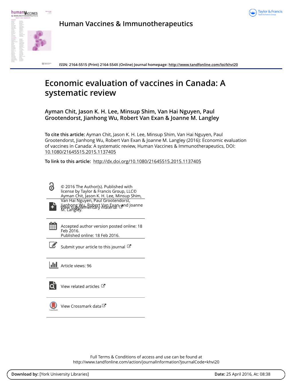 Economic Evaluation of Vaccines in Canada: a Systematic Review