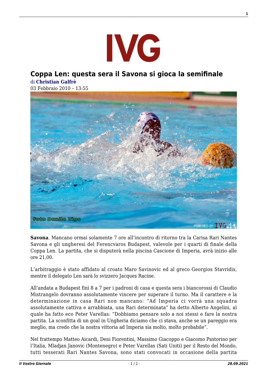 Il Vostro Giornale - 1 / 2 - 28.09.2021 2