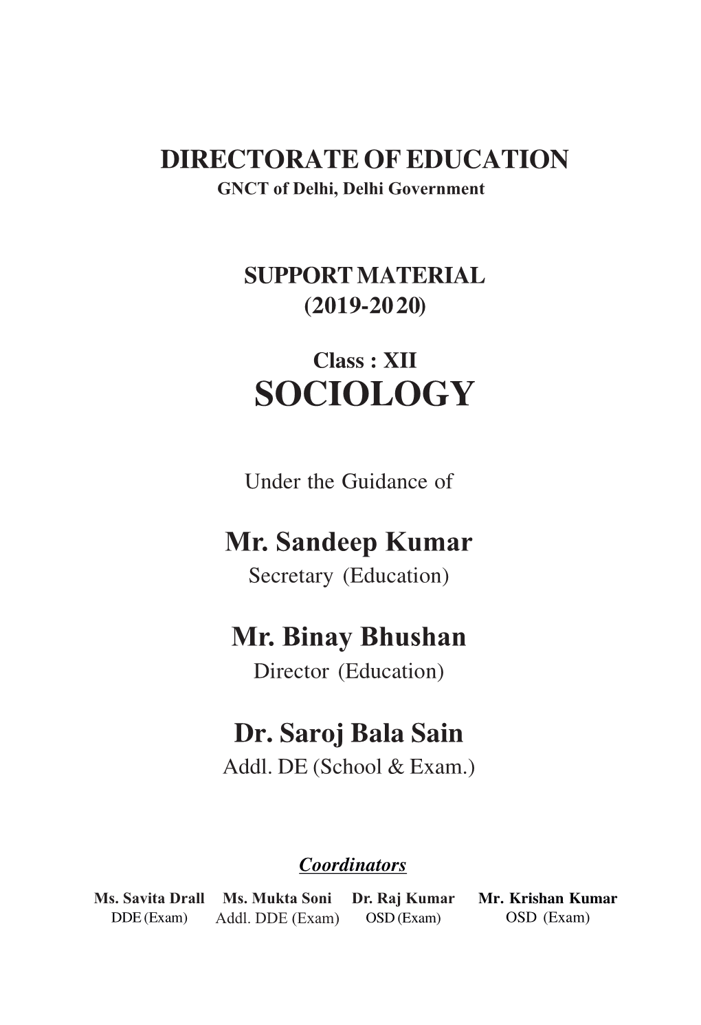 Support Material Sociology Class-Xii 2019-2020