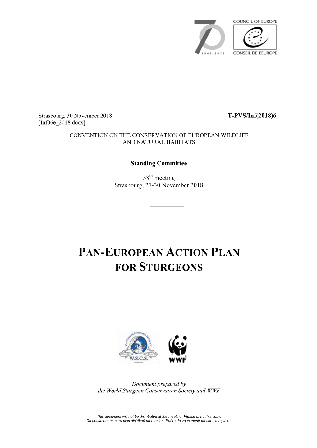 Pan-European Action Plan for Sturgeons