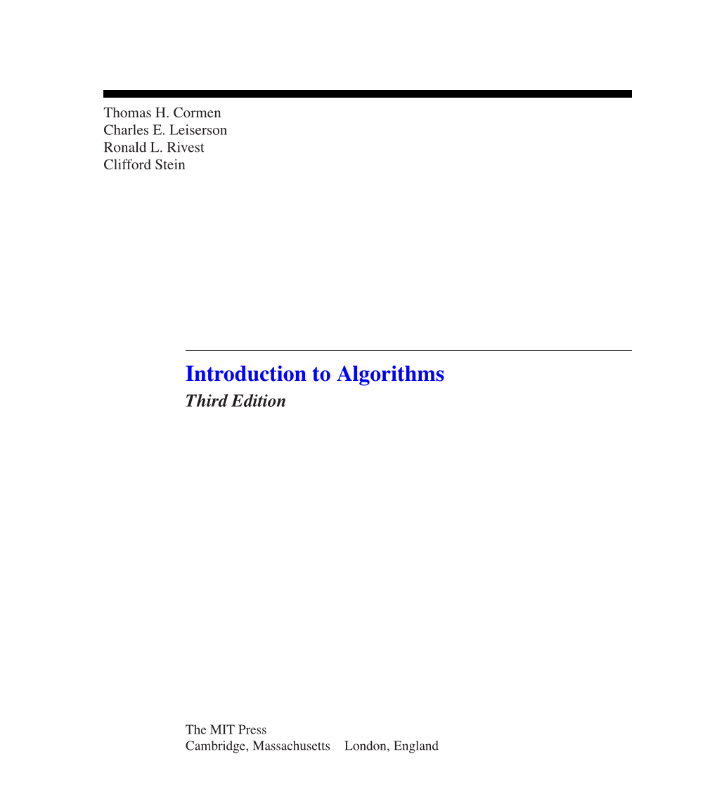 Introduction to Algorithms Third Edition