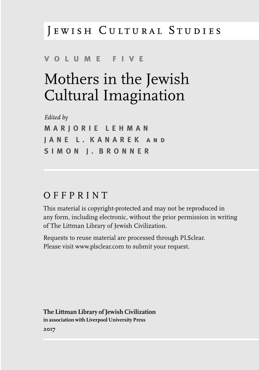 Mothers in the Jewish Cultural Imagination