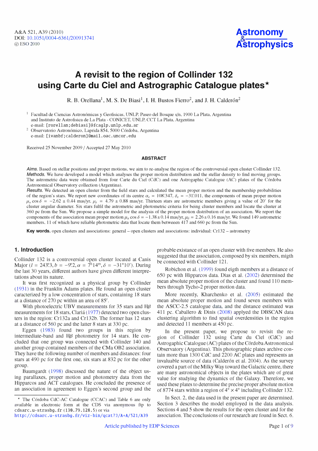 A Revisit to the Region of Collinder 132 Using Carte Du Ciel and Astrographic Catalogue Plates*