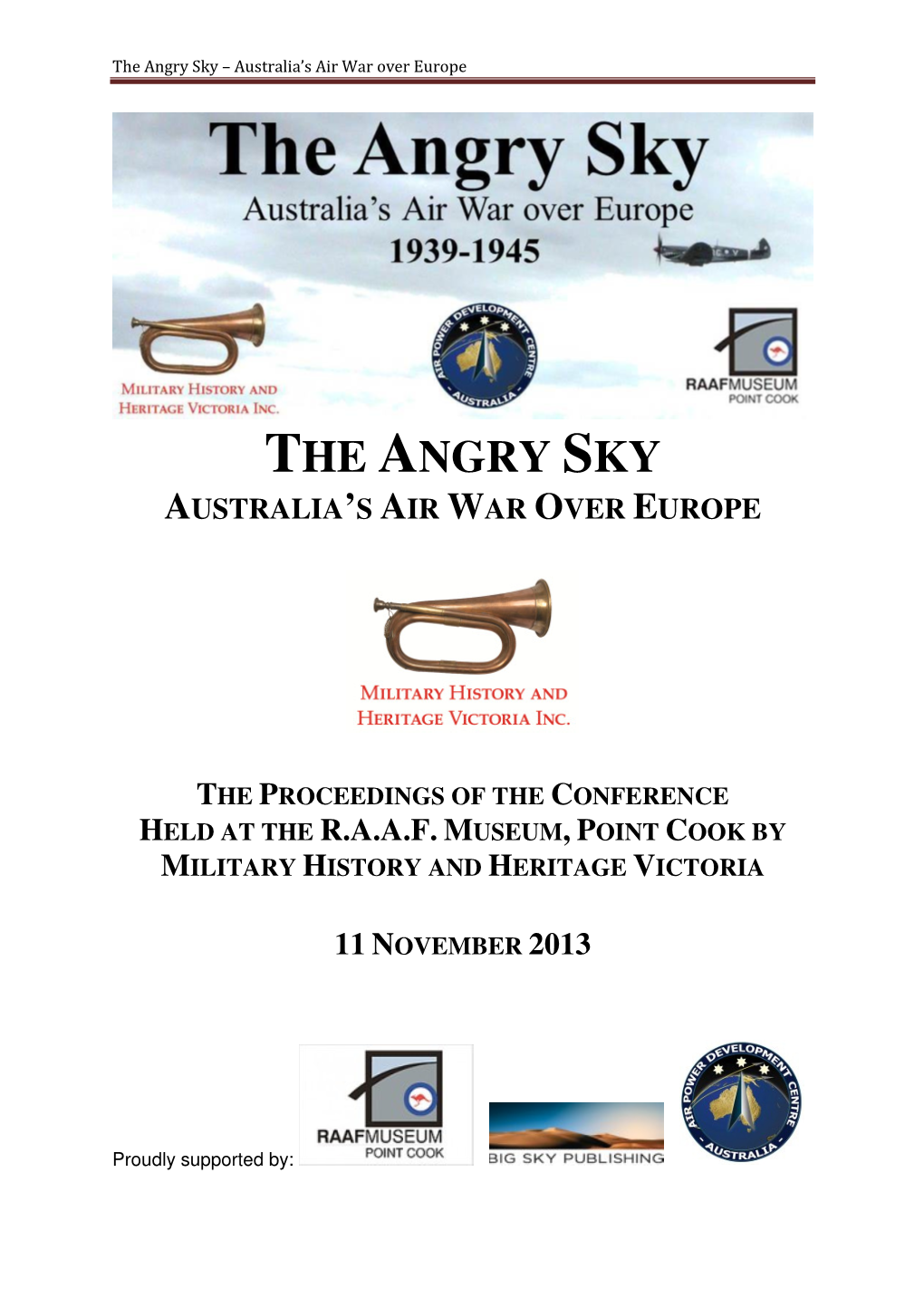 The Angry Sky – Australia’S Air War Over Europe