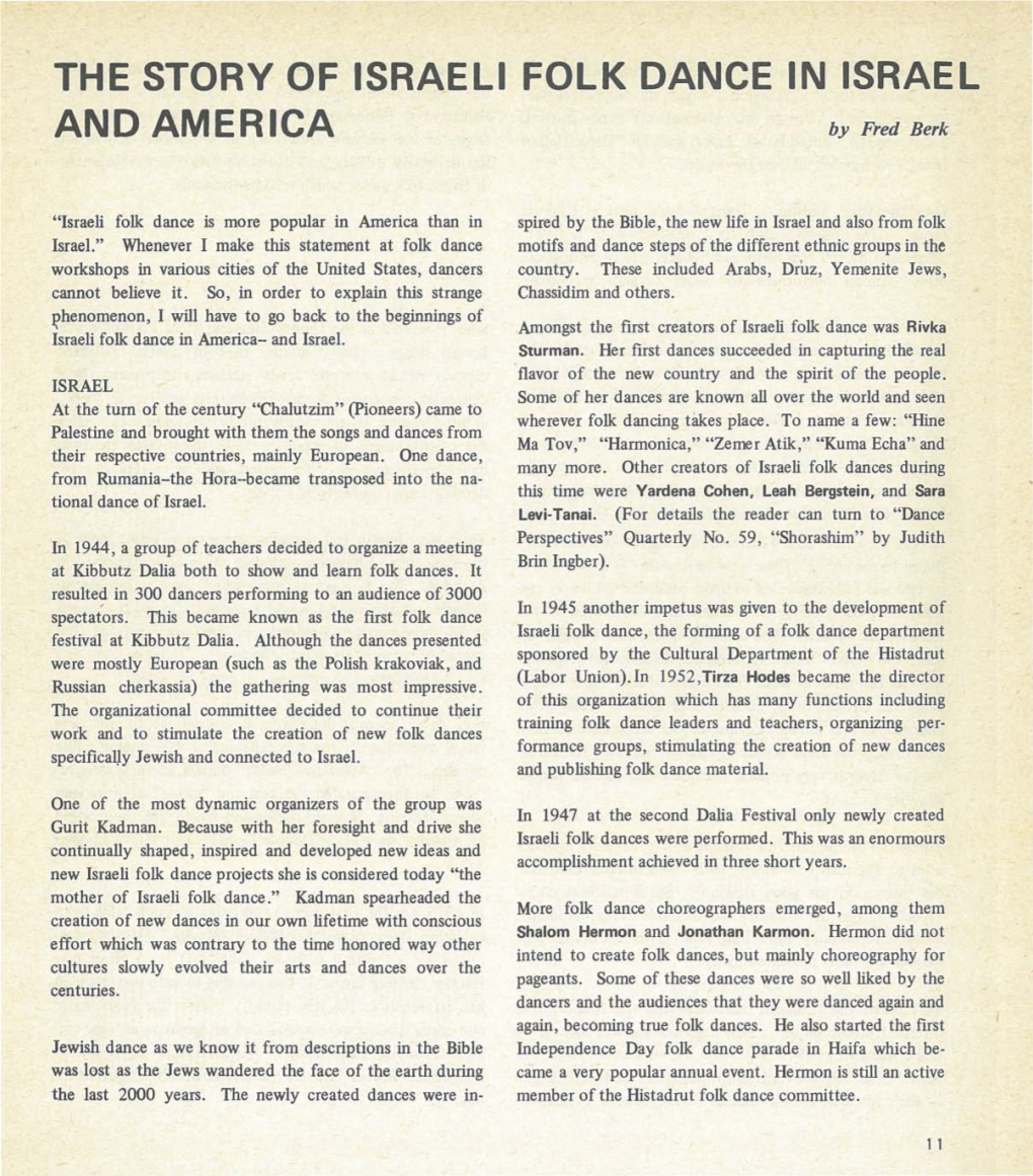 The Story of Israeli Folk Dance in Israel and America