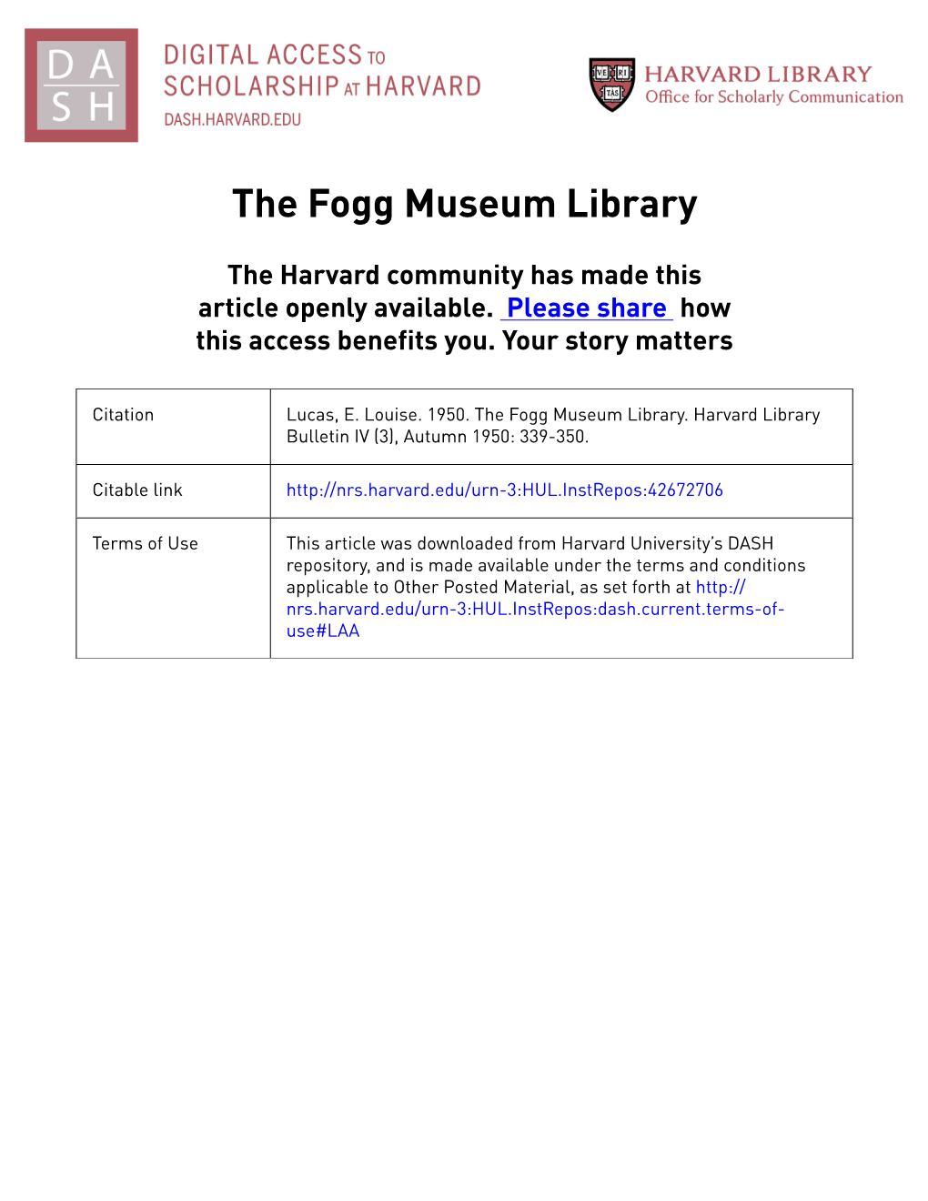 The Fogg Museum Library