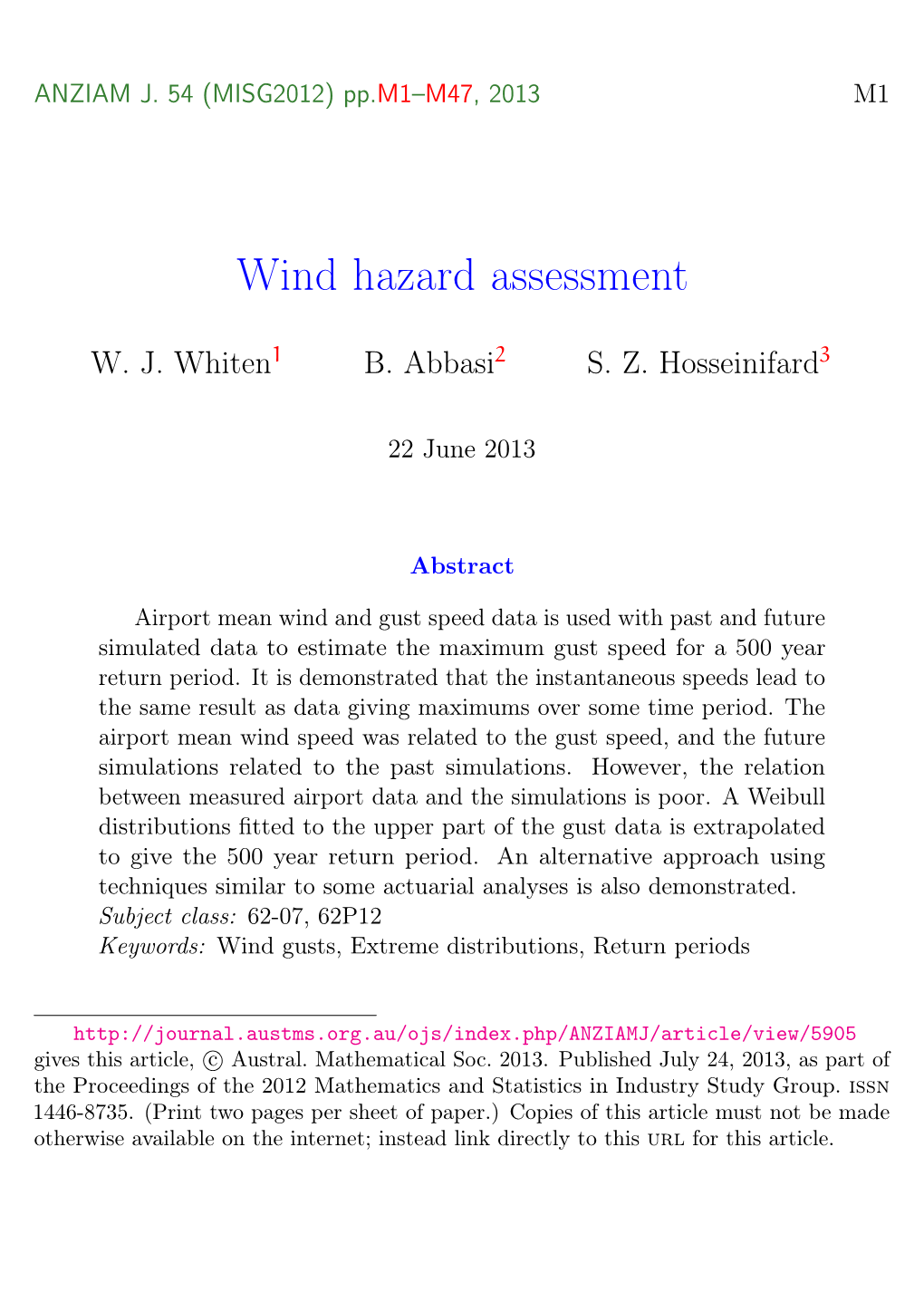 Wind Hazard Assessment