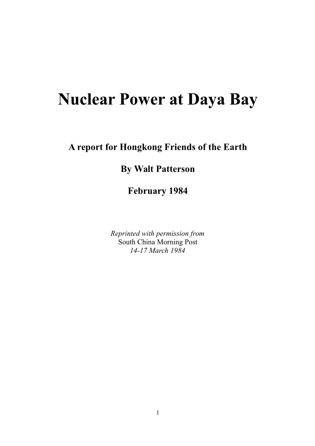 Nuclear Power at Daya Bay