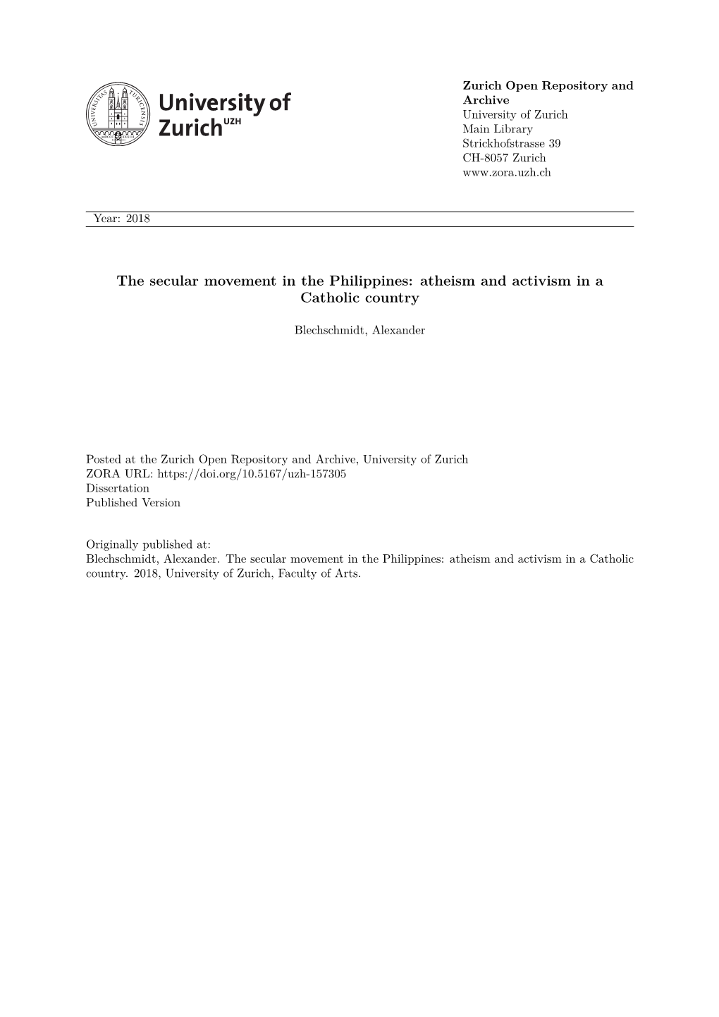 The Secular Movement in the Philippines: Atheism and Activism in a Catholic Country