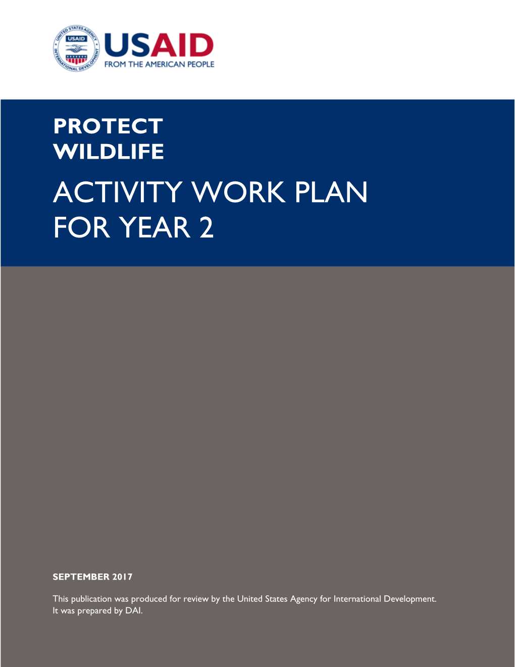 Protect Wildlife Activity Work Plan for Year 2