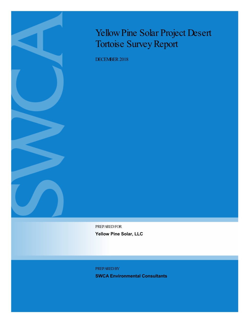 Yellow Pine Solar Project Desert Tortoise Survey Report