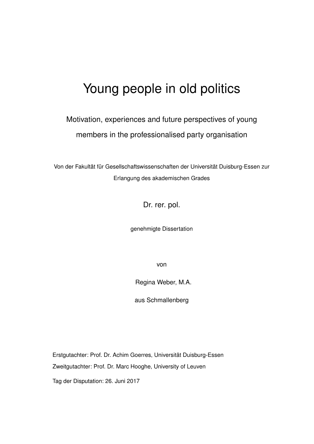 Young People in Old Politics