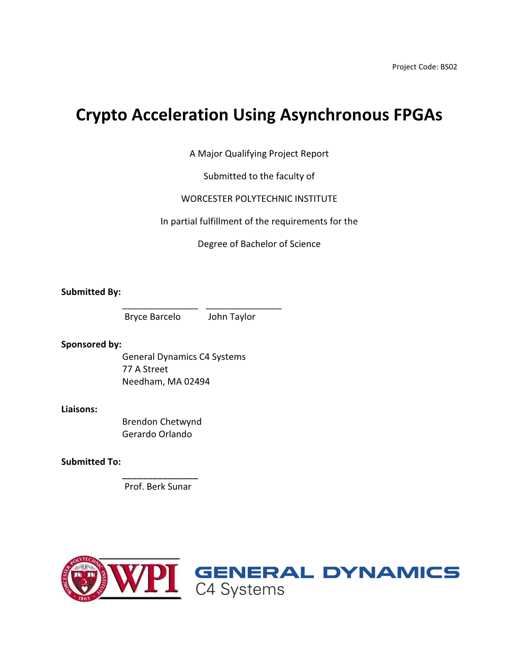 Crypto Acceleration Using Asynchronous Fpgas