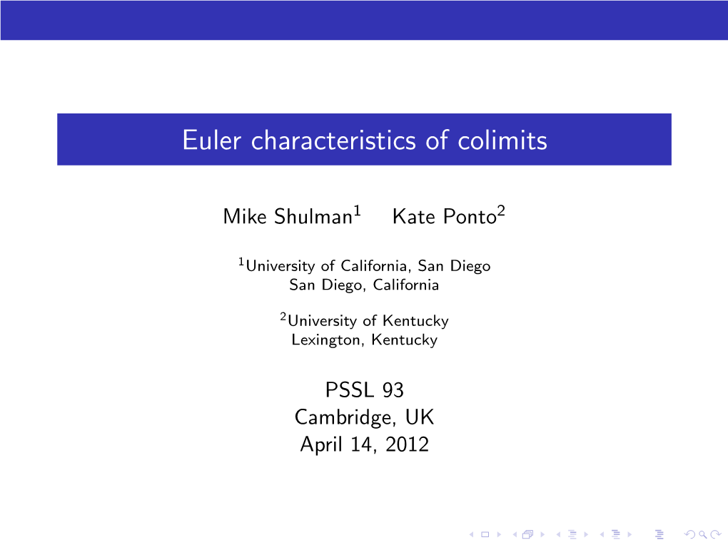 Euler Characteristics of Colimits