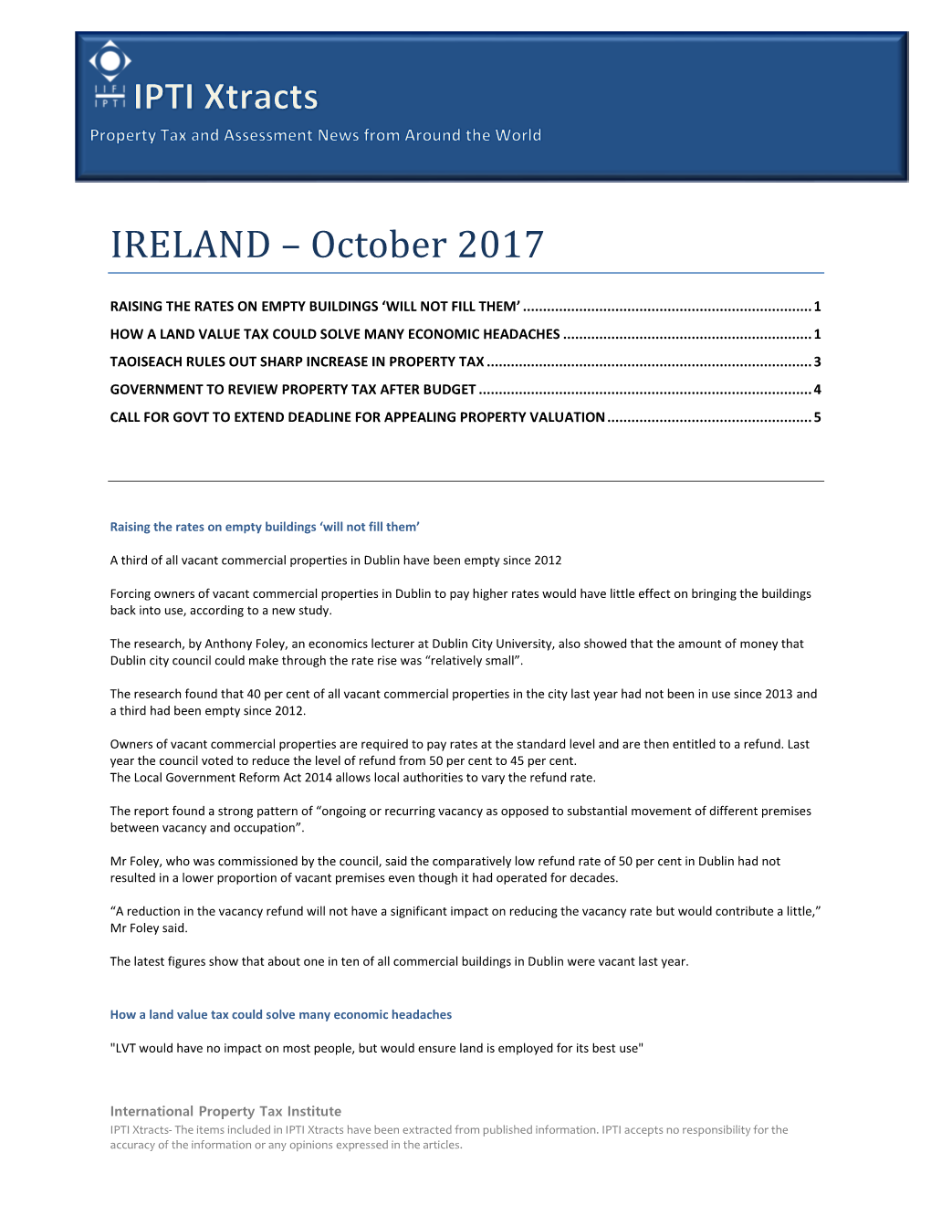 IRELAND – October 2017