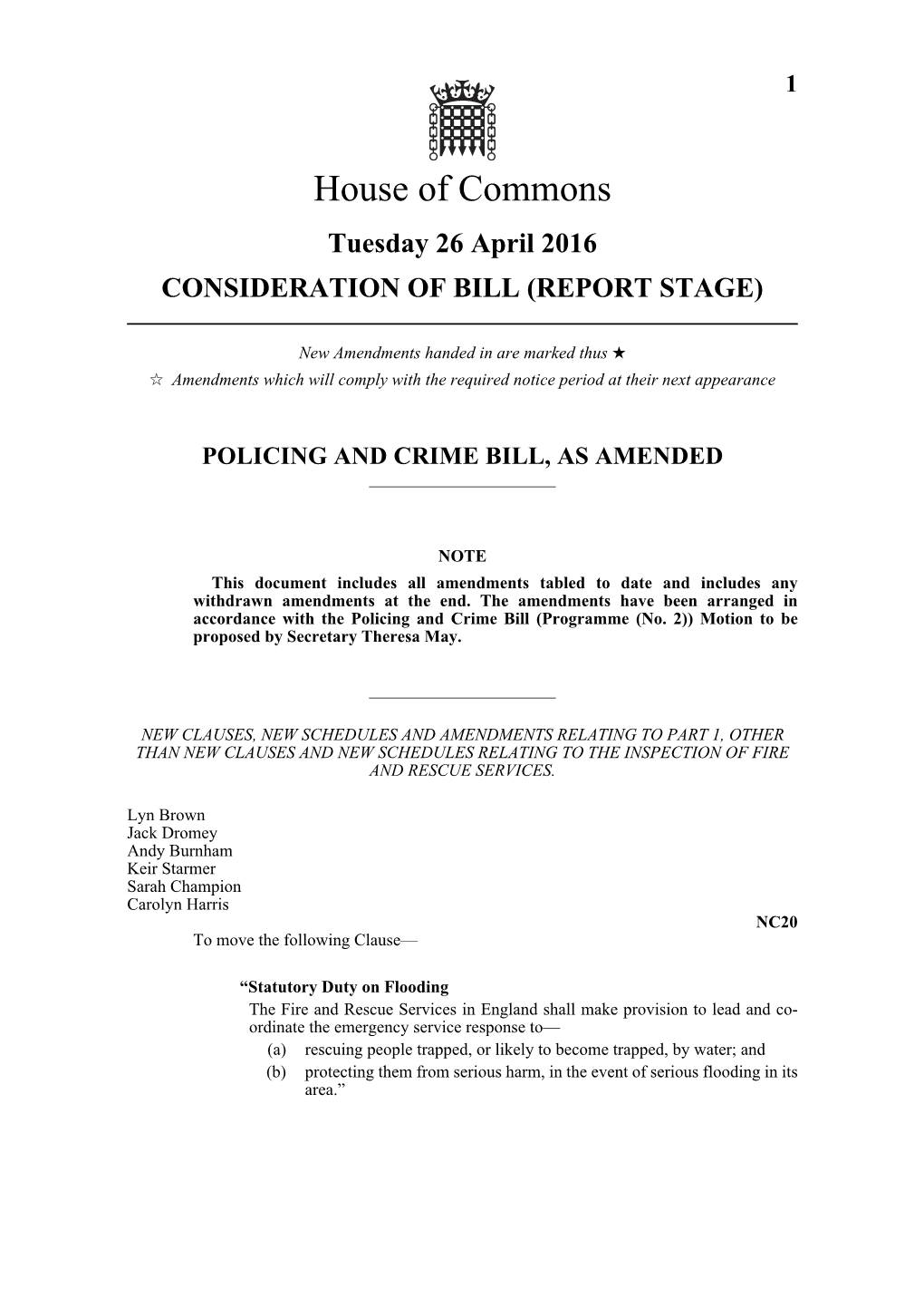 Policing and Crime Bill, As Amended