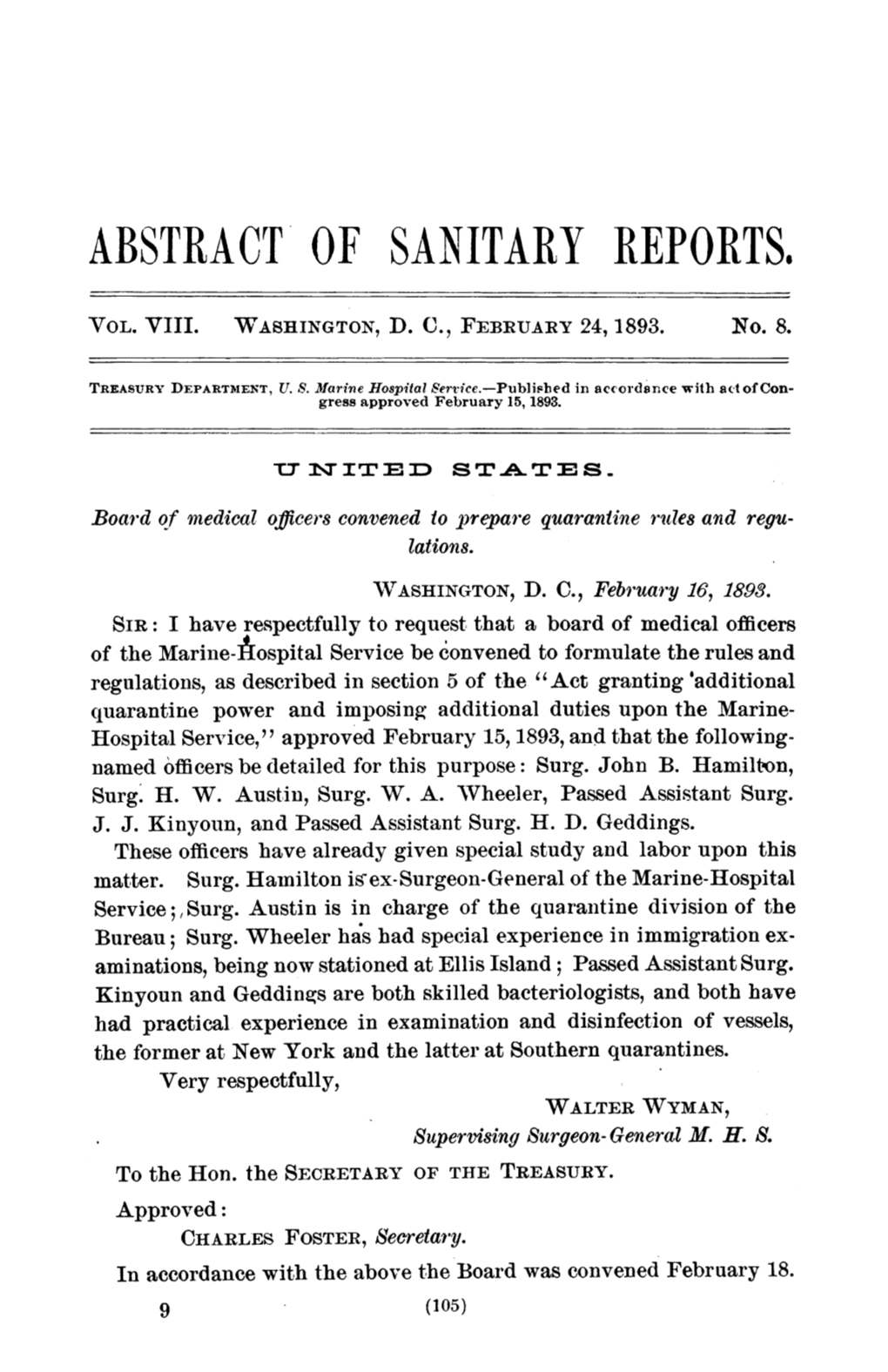 Abstract of Sanitary Reports