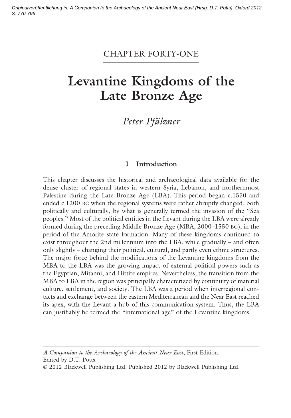 Levantine Kingdoms of the Late Bronze Age