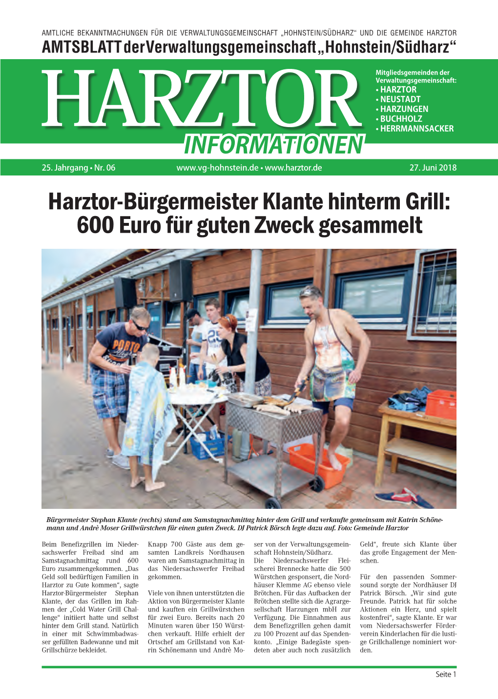 Harztor-Bürgermeister Klante Hinterm Grill: 600 Euro Für Guten Zweck Gesammelt
