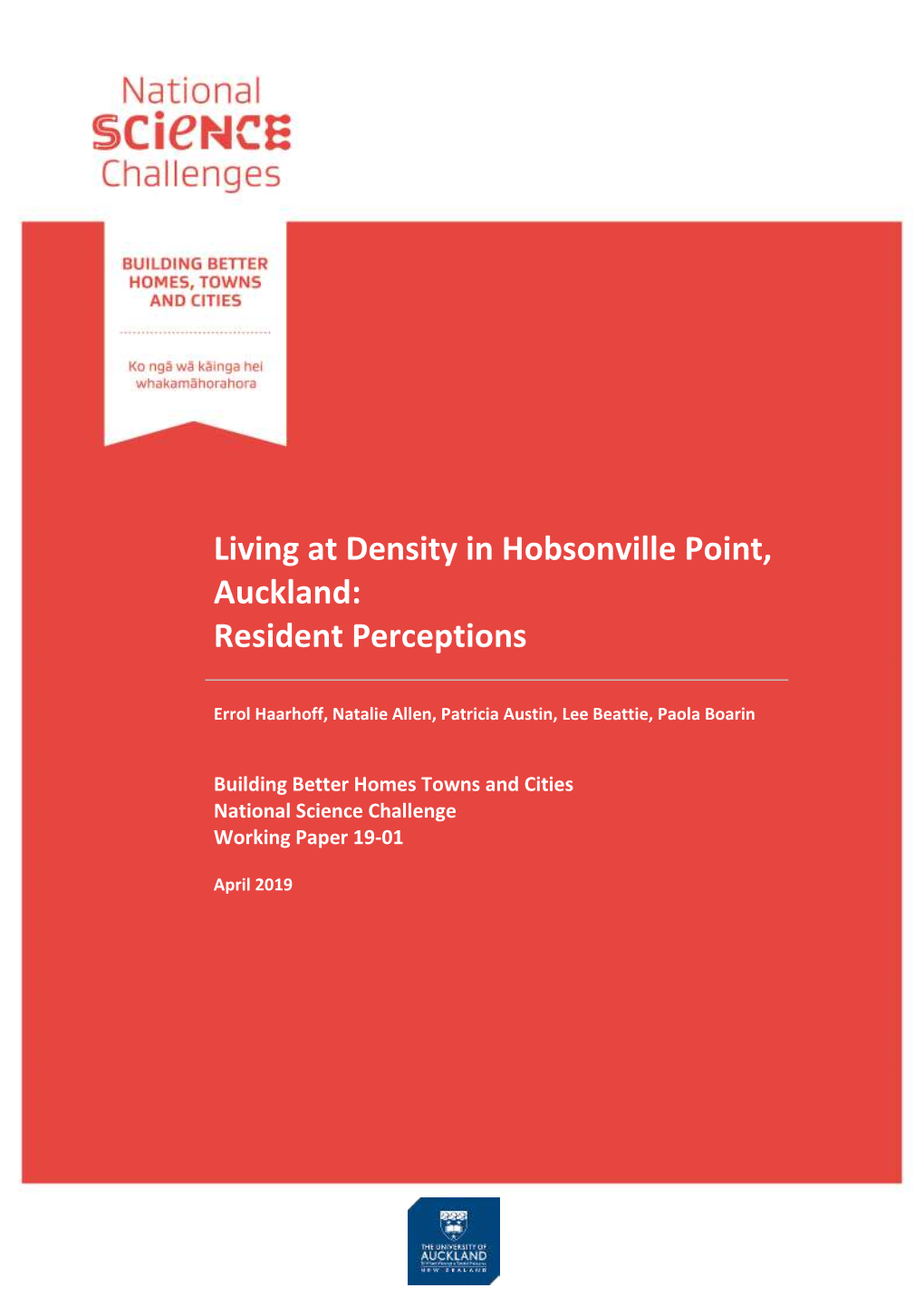 Living at Density in Hobsonville Point, Auckland: Resident Perceptions