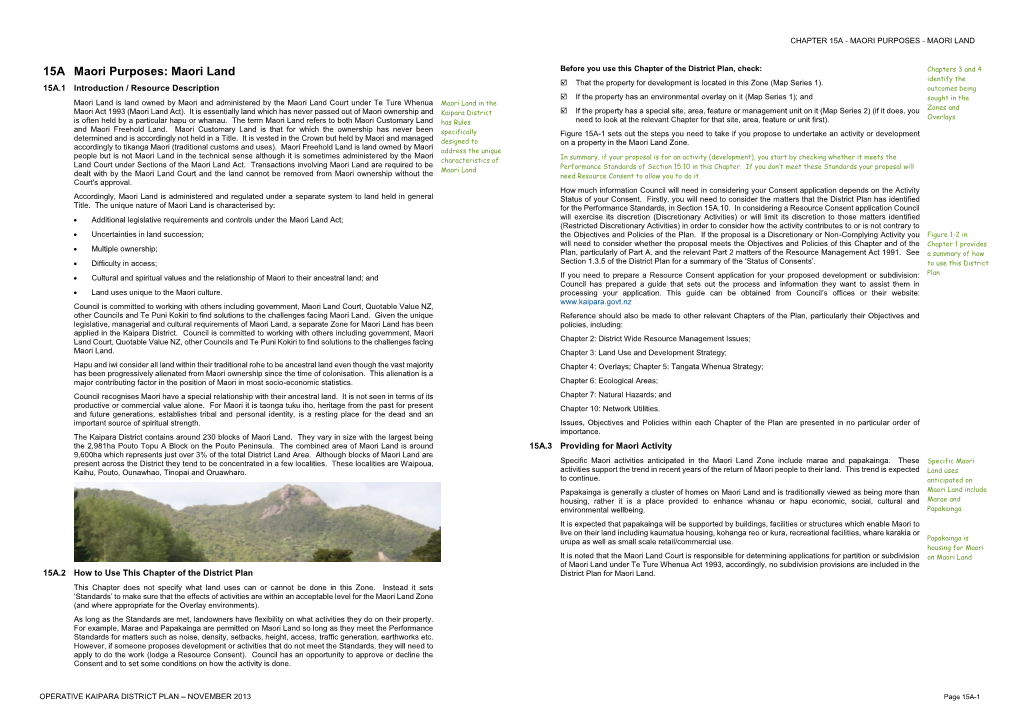 Chapter 15A - Maori Purposes - Maori Land