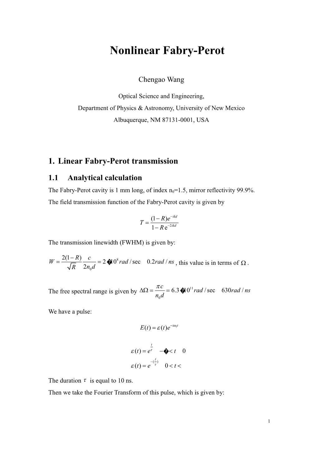 Nonlinear Fabry-Perot