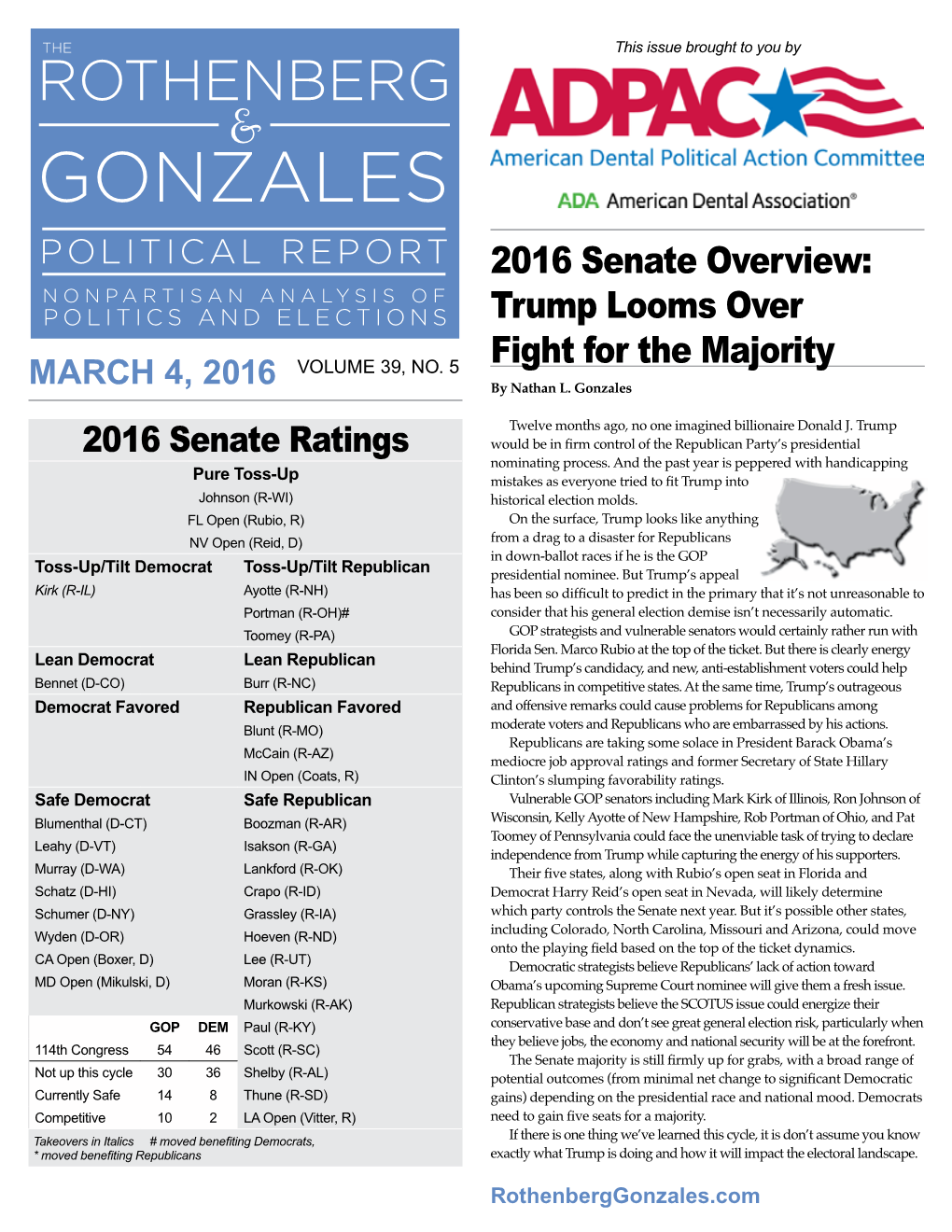 2016 Senate Overview: Trump Looms Over Fight for the Majority