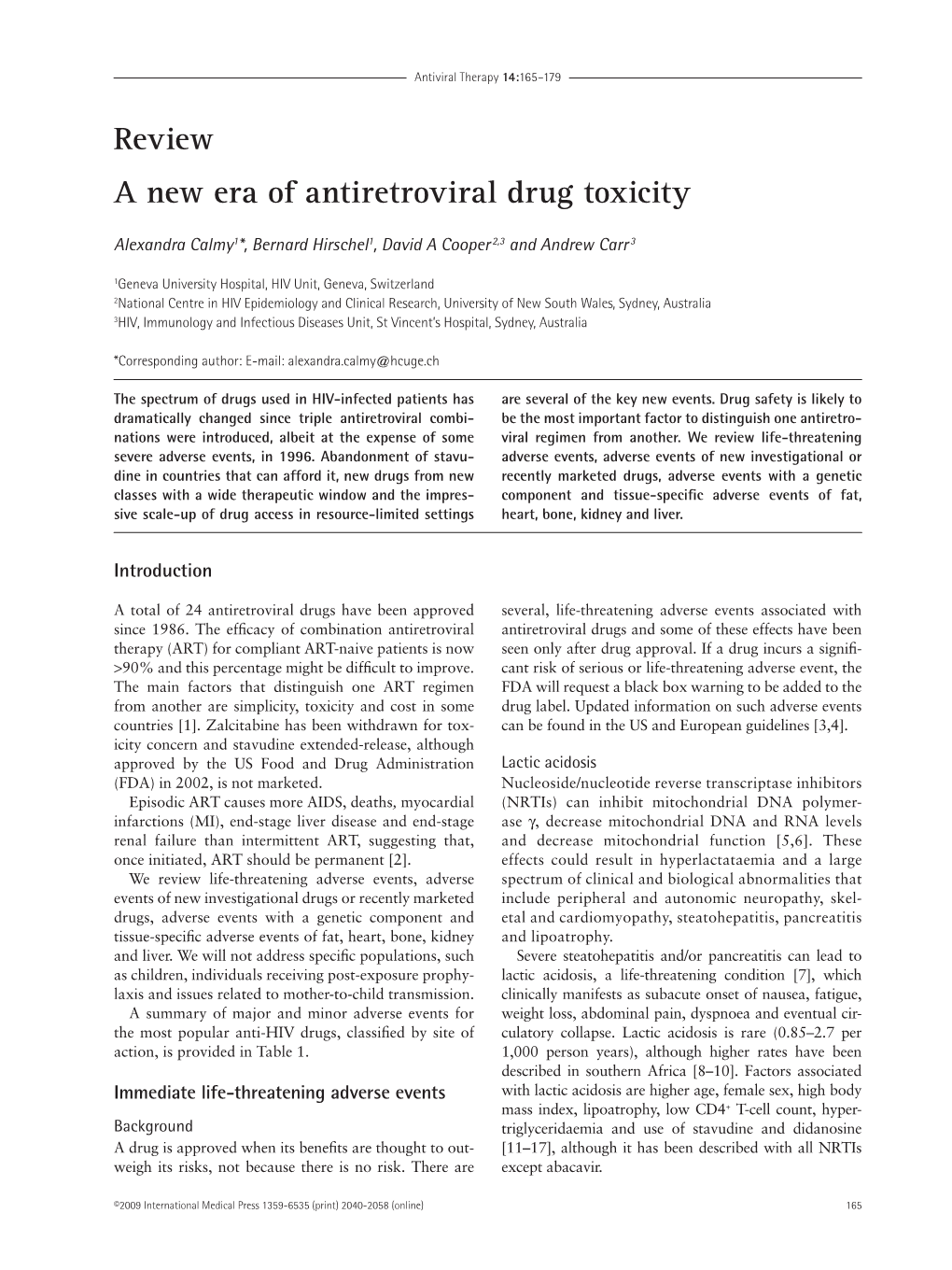 Review a New Era of Antiretroviral Drug Toxicity