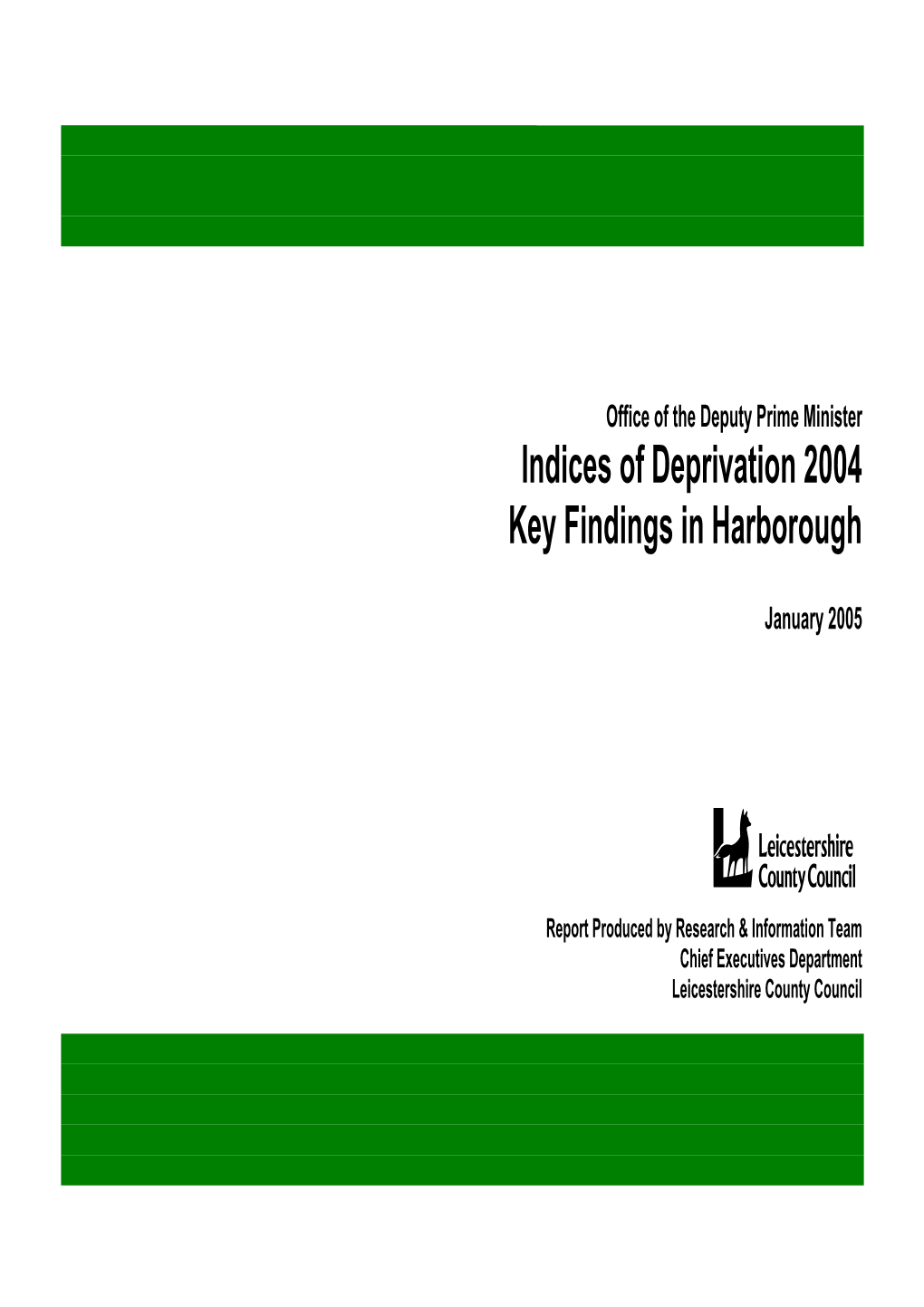 Indices of Deprivation 2004 Key Findings in Harborough