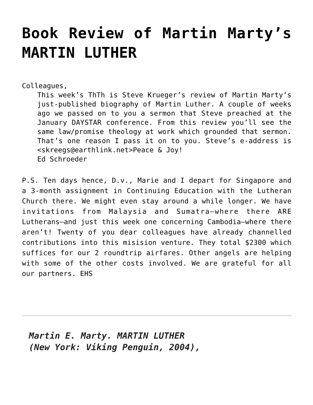 S MARTIN LUTHER
