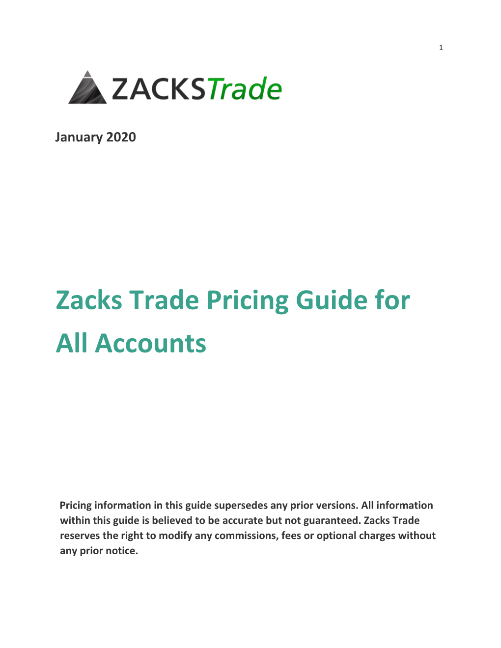 Zacks Trade Pricing Guide for All Accounts