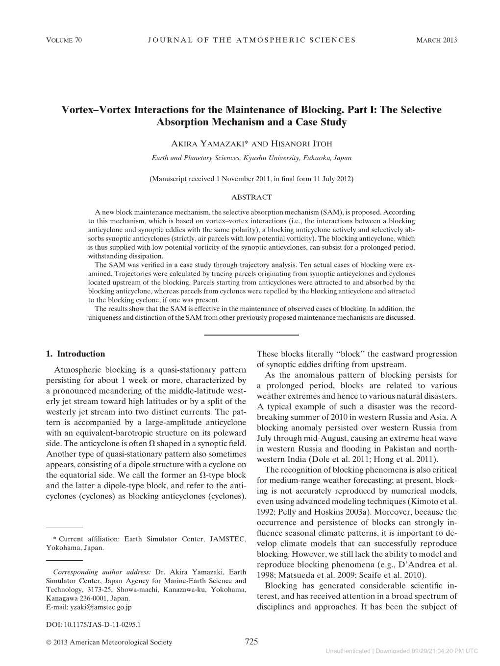 Vortex–Vortex Interactions for the Maintenance of Blocking. Part I: the Selective Absorption Mechanism and a Case Study