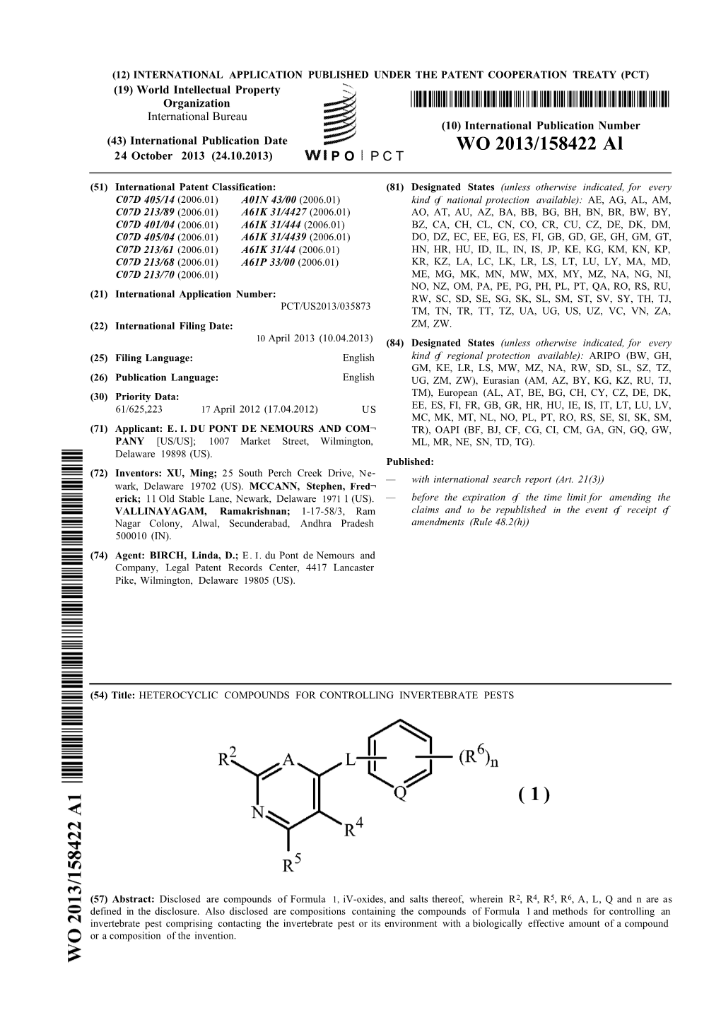 WO 2013/158422 Al 24 October 2013 (24.10.2013) P O P C T