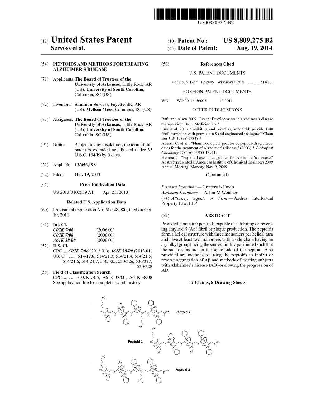 (12) United States Patent Past Ity G Adjusted Under 35 E.G.S."