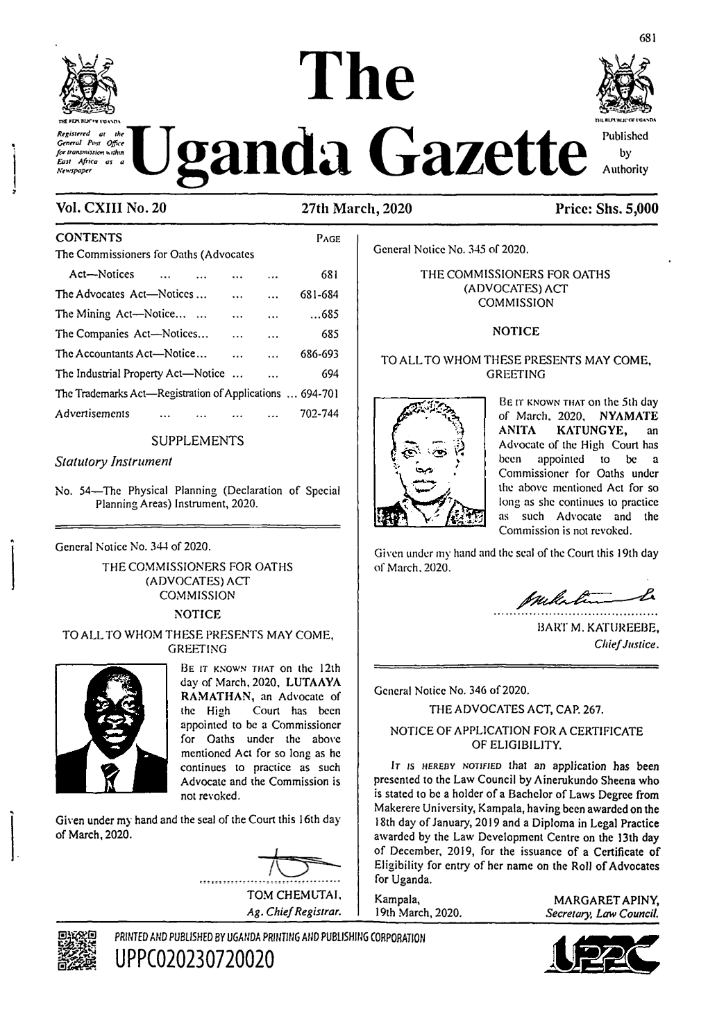 The Uganda Gazette Xpublished